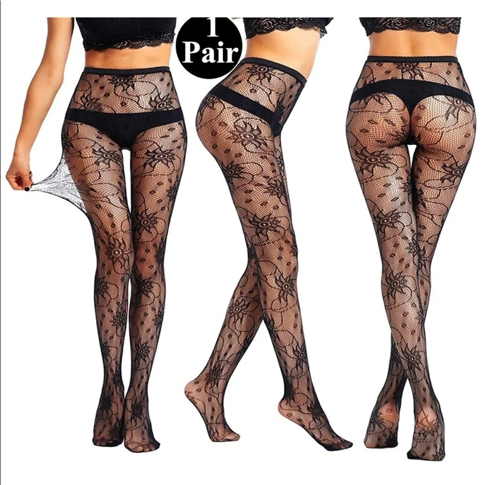 Black patterned pantyhose high waist stockings​​